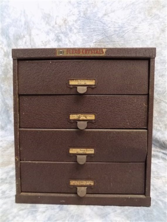 4 Drawer Small Metal Filing Cabinet File Vintage Storage Card Etsy