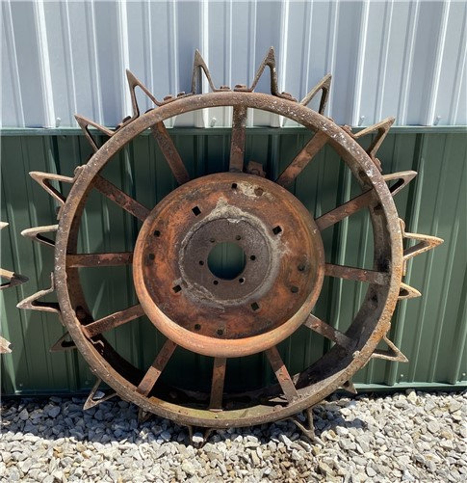 2 Tractor Tires Steel Wheels Vintage Implement Thresher Cast Etsy