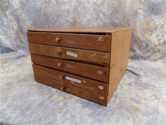 5 Drawer Filing Cabinet File Vintage Stackable Storage Library Etsy