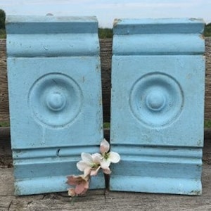 2 Plinth Blocks, Door Trim Molding Architectural Salvage, Antique Wood Trim C32 Door Trim Corner Block, Vintage Wood Molding, Skirting Trim