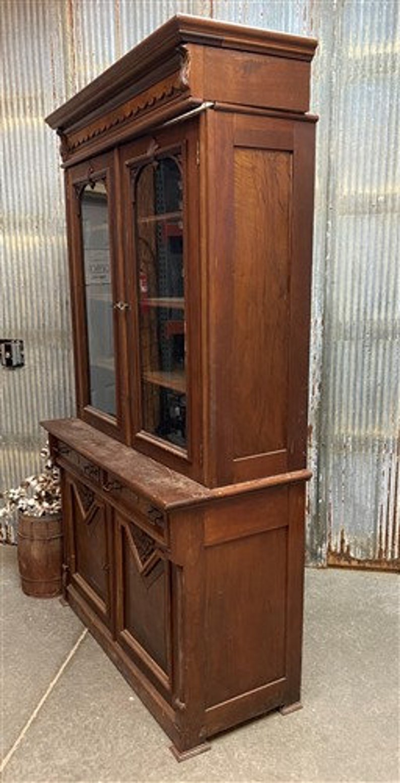 Walnut Dining Room Vintage China Hutch Display Case Etsy