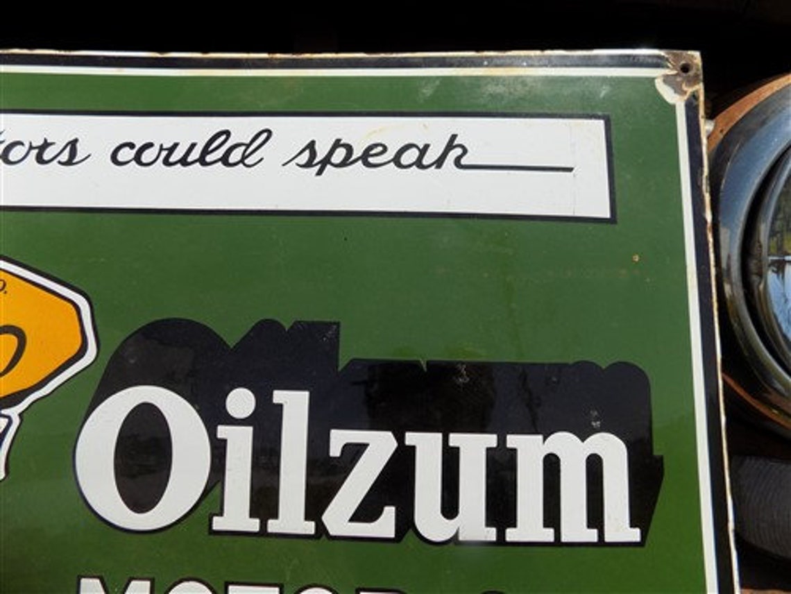 Oilzum Motor Oil Sign Metal Porcelain Advertising Sign Motor Etsy