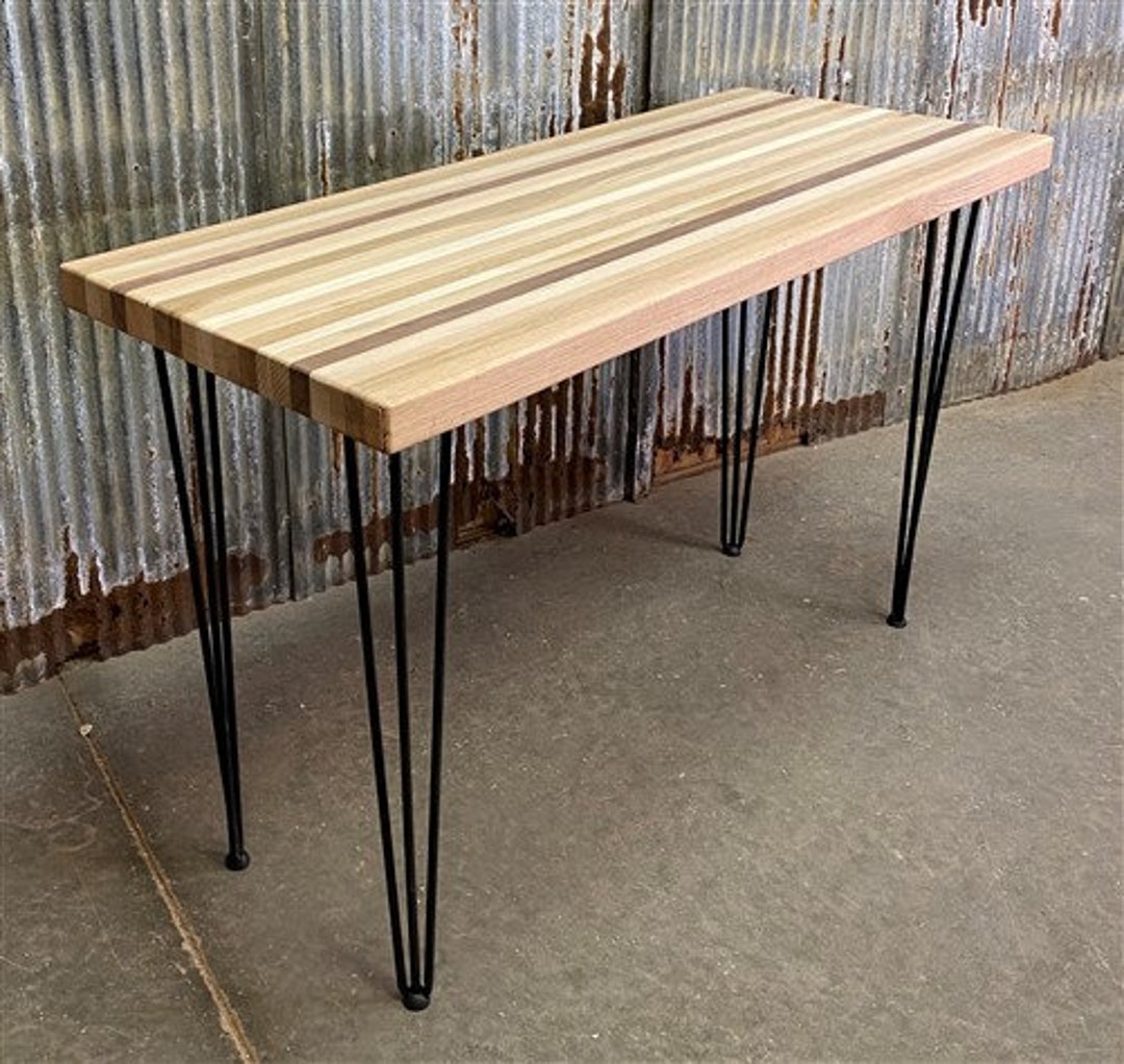 Cutting Board Table, Kitchen Island, Butcher Block Table, Hairpin Legs