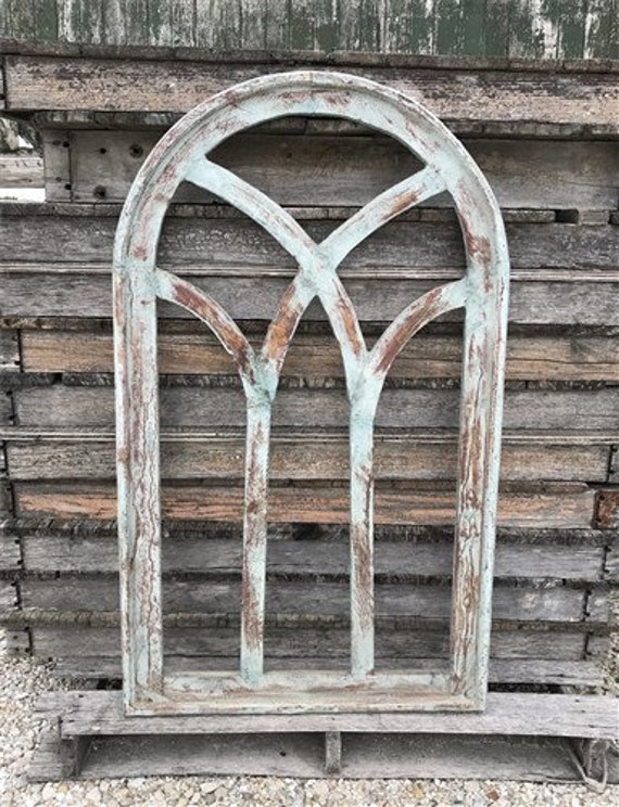 Rustic Blue Gothic Cathedral Window Frame Wall Decor Church