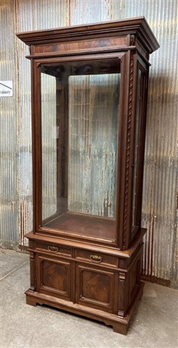 Walnut curio online cabinet
