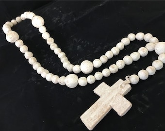 Wall Hanging Clay Bead Rosary, Rosary Catholic Crucifix, Terra Cota Cross,  5 Decade, Rosary, Clay Prayer Beads, Religious Wall Hanging