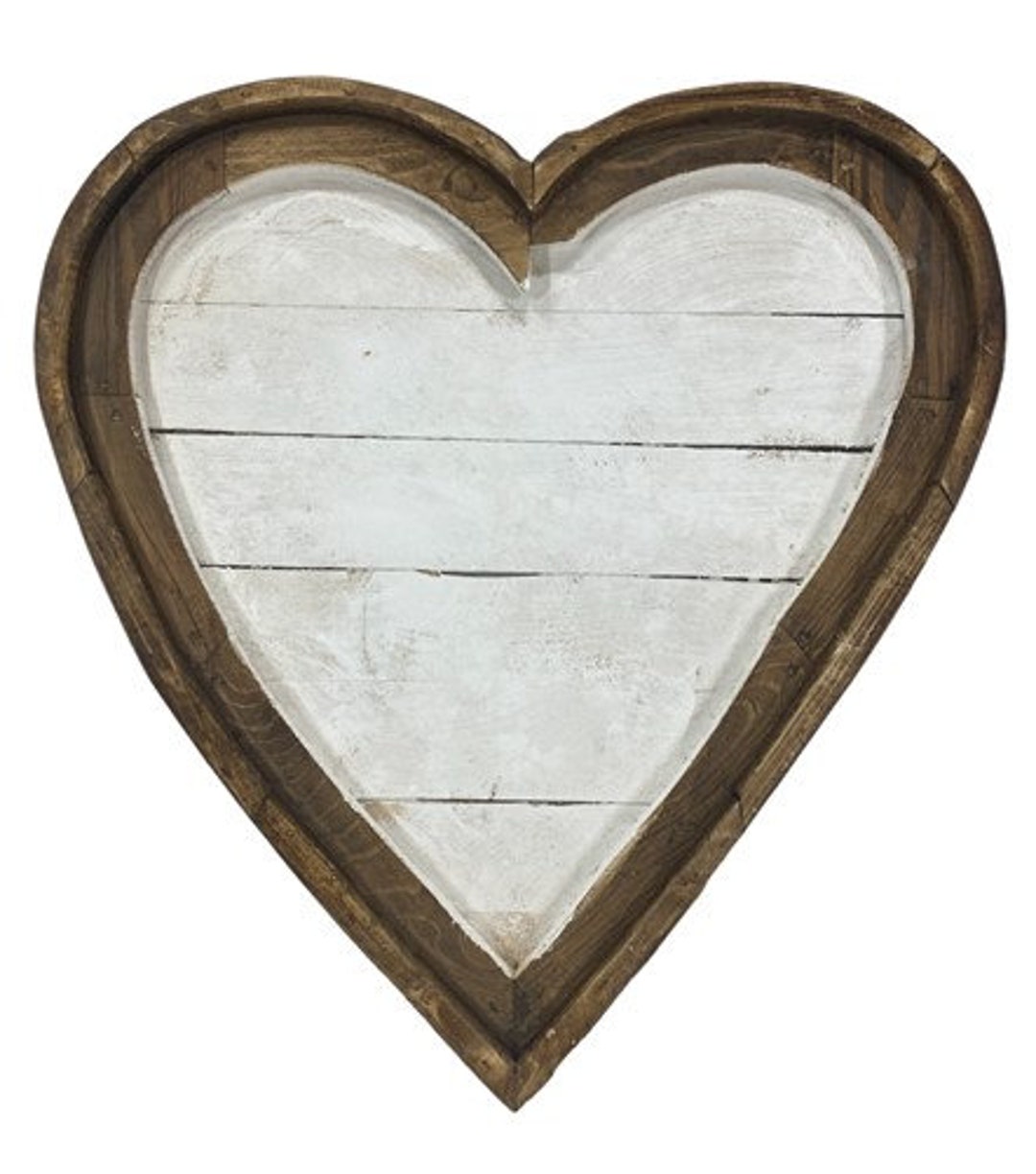 Wooden Heart Art, Rustic Farmhouse Decor, White Wood Home Decor Heart Sign, C, Valentine's Day