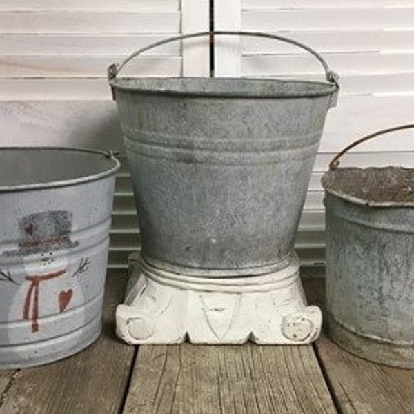 3 Galvanized Tin Buckets, Garden Flower Patio Pot Fire, Arts Crafts Vintage A1 Vintage Patio Planter Container, Drinks Ice Tub, Wine Soda