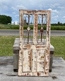 White Rectangular Metal Wood Window, Distressed Architectural Rustic Decor, Wall Panel, Gothic Home Decor, Gothic Wall Hanging Decor