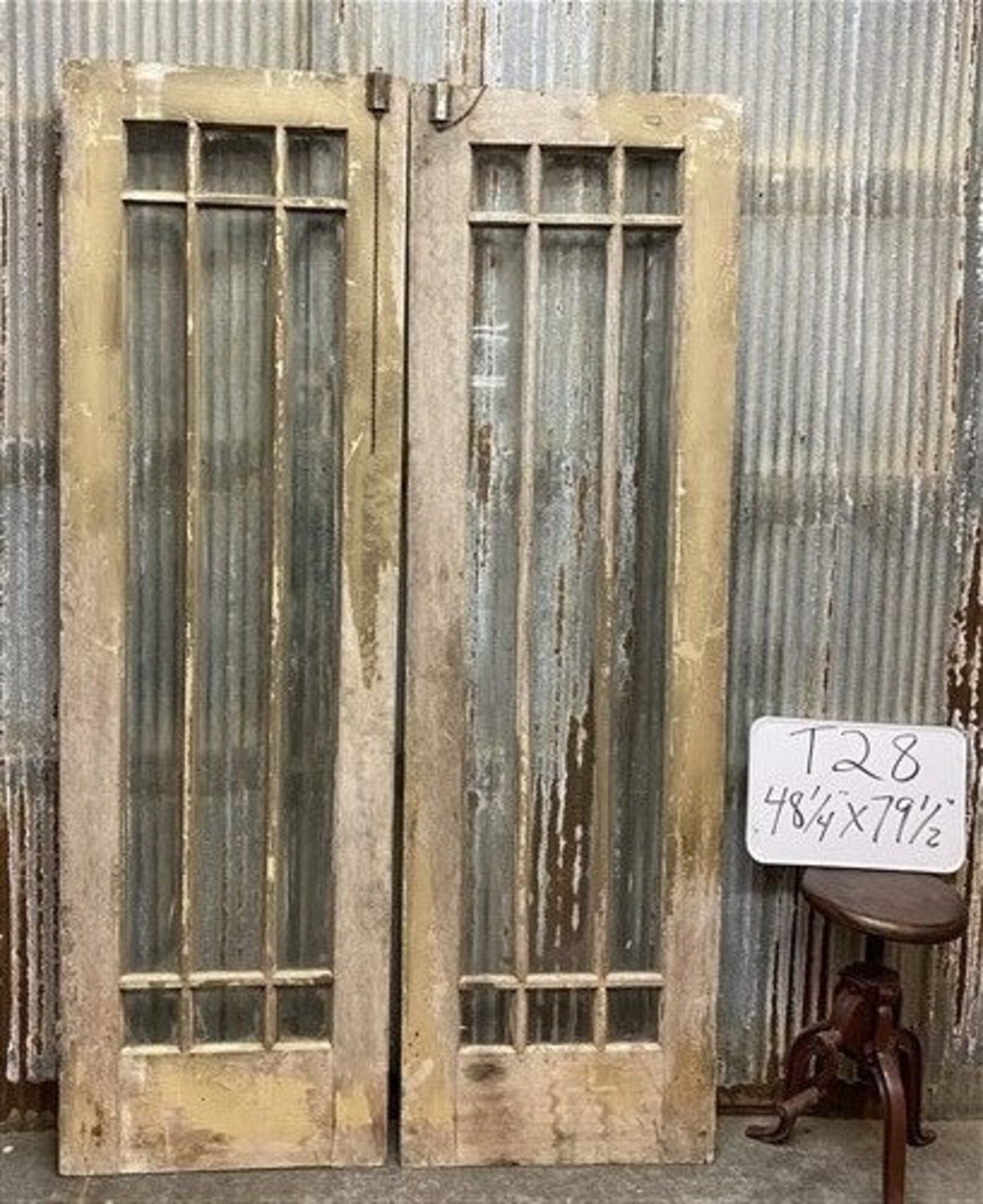 Pair French Style Glass Pane Doors Vintage French Double Etsy