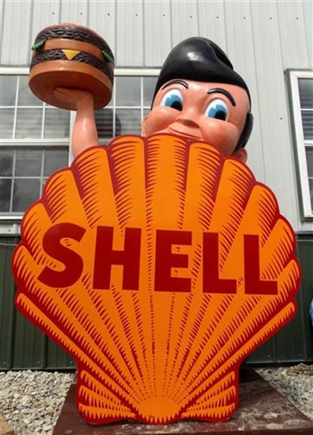 Large Shell Sign, Metal Porcelain Sign, Advertising Sign, Gas