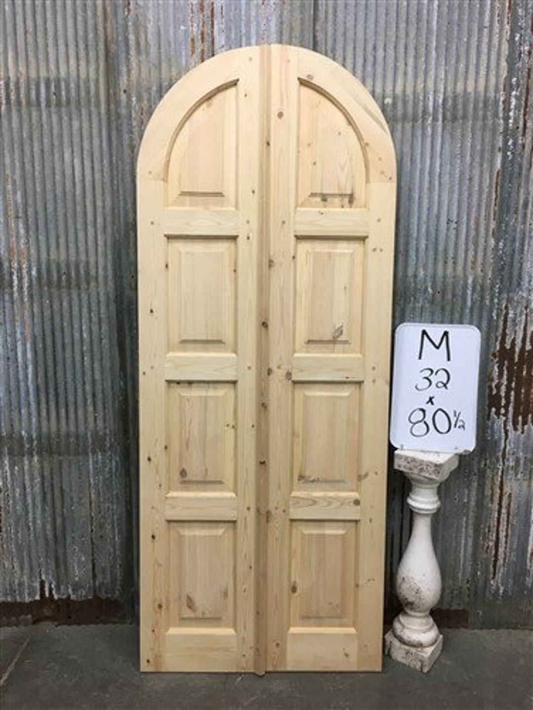 フランス アンティーク panel double doors ドア テーブル French Panel Double Doors: Solid Wood With Custom Arched Top