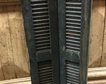 Wood Shutters Lot Victorian Window Louver Plantation Door Mission Vintage A84, Wood Shutters, Vintage Shutters, Architectural Salvage
