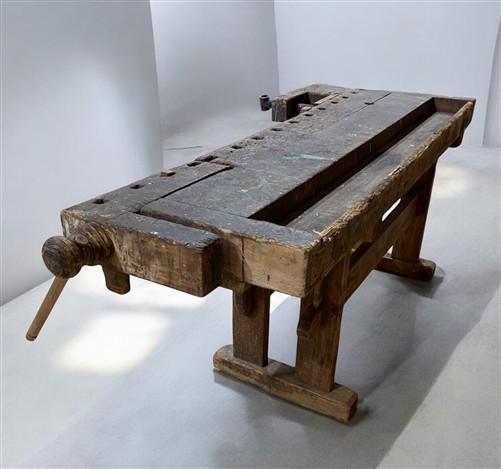 Rustic Work Table, Vintage Carpenter's Workbench, Woodworking Console ...
