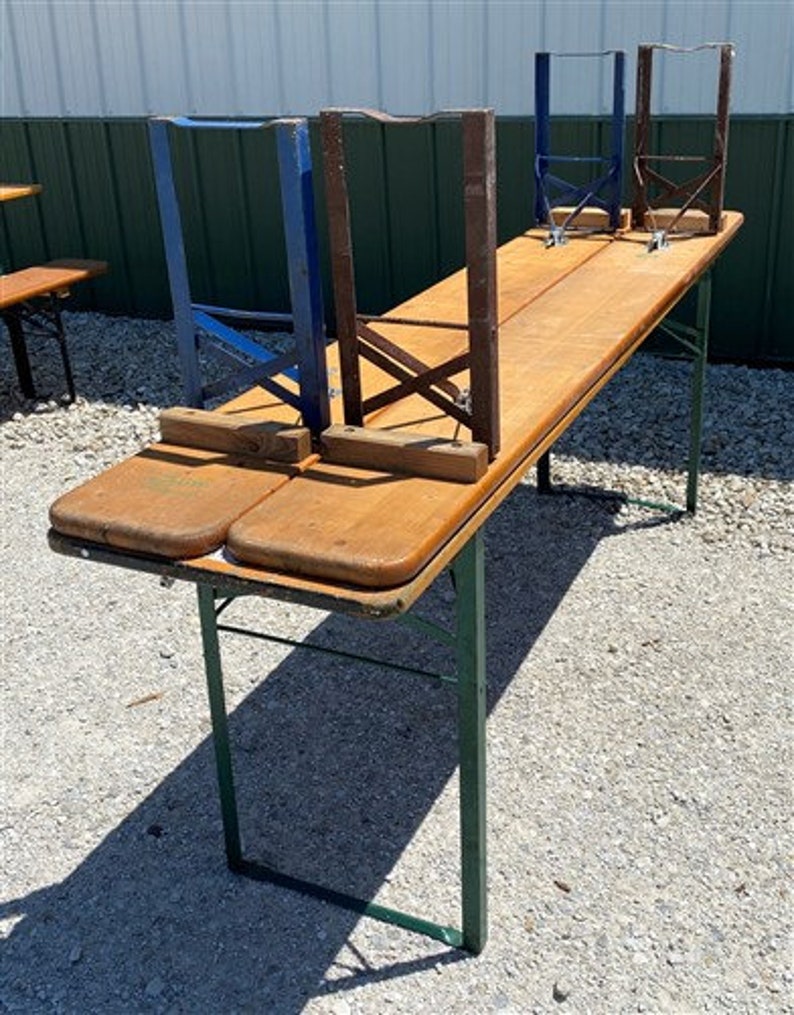 Wood Vintage German Beer Garden Table and Benches Oktoberfest Etsy