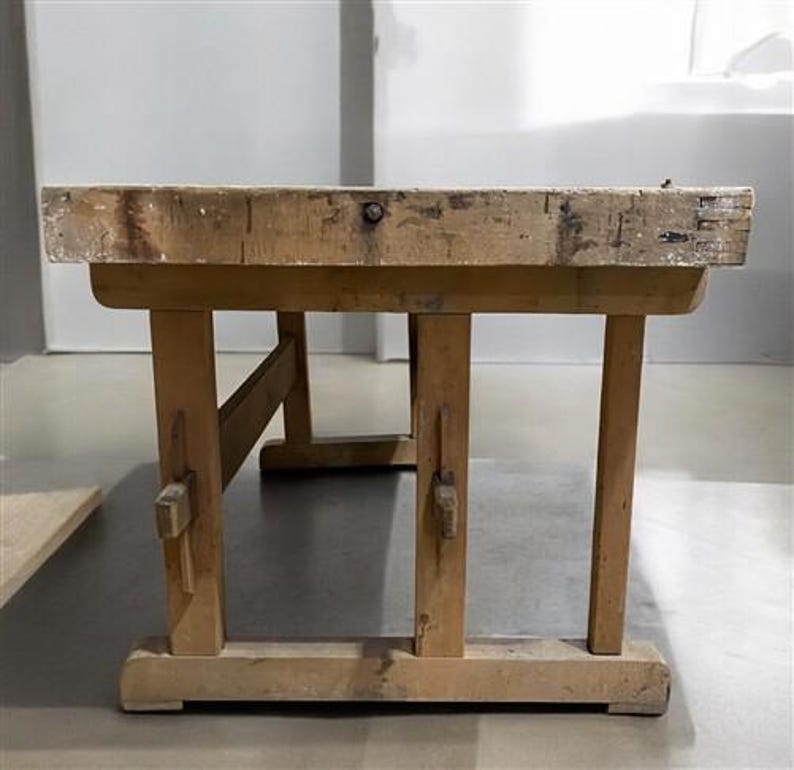 Rustic Working Table Rustic Work Table, Vintage Carpenter's Workbench, Woodworking Console ...