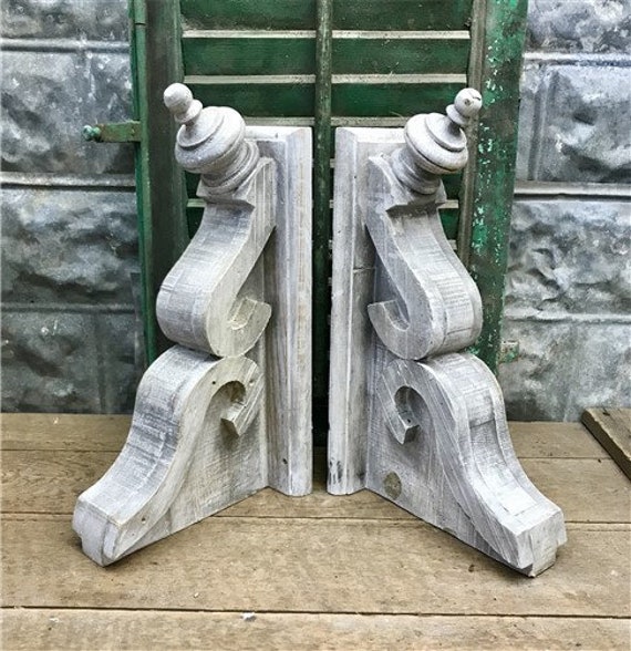 Large Pair Rustic Corbels Corbel Shelf Brackets Distressed Etsy