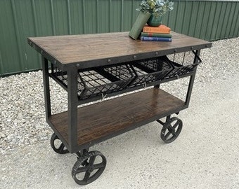 Modern Industrial, Kitchen Island, Kitchen Storage Cabinet, Harvest Table, A10, Work Shop Table, Arts & Craft Cart Multi Purpose