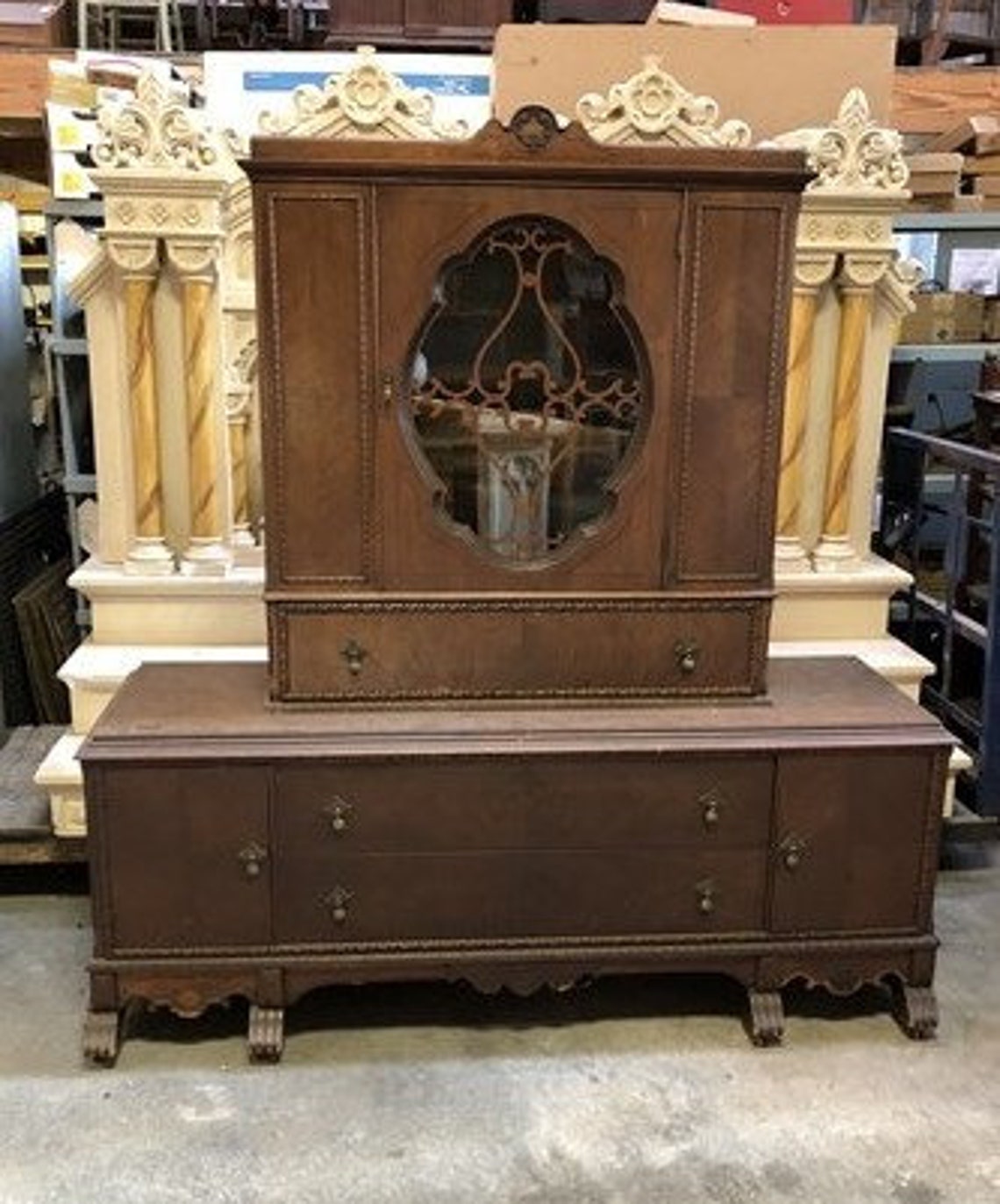 Walnut China Hutch Display Case China Kitchen Etsy