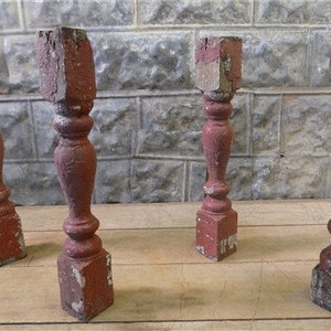 4 Balusters Painted Wood Architectural Salvage Spindles Porch House Trim A17, Vintage Wood Spindles, Wooden Balusters, Rustic Farmhouse