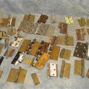 Lot Reclaimed Metal Hinge Parts, Architectural Salvage Hardware Assorted Hinge B