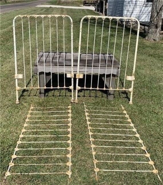 Vintage Cast Iron Toddler Bed Frame With Rails Fence Gate Etsy