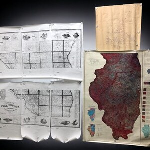 Servicio geológico del estado de Illinois, 1985, mapa del condado de Pike, Il, mapa mural de Hull, Il, 1961