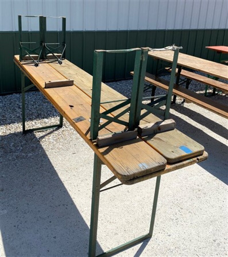Wood Vintage German Beer Garden Table and Benches Oktoberfest Etsy