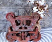 Vintage Royal Hay Trolley Cast Iron Barn Carrier Unloader Rustic Farm Tool FCast Iron Hay Trolley, Carrier Unloader, Farmhouse Decor
