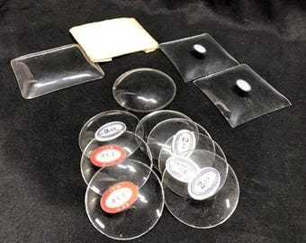 12 vintage bolle gebogen glazen wijzerplaten, glazen vervangende onderdelen, partij G,