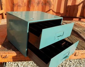 2 Drawer Watch Part Metal File Cabinet, Vintage Organizer, Craft Part Storage F