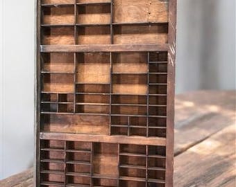 Printer Drawer Wood Block Typeset Tray, Letterpress Thimble Shell Display A40