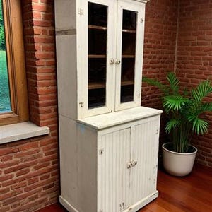 Primitive Kitchen Cupboard, Vintage China Hutch, Pantry Storage, Display Cabinet, Pantry Cupboard, Vintage Cabinet, Display