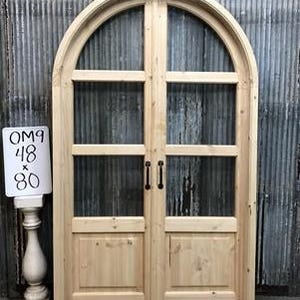 Arched French Double Door (48x80) 3 Pane Glass Door European Styled w Jamb OM9