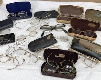 Lote de monturas de gafas chapadas en oro GF, más piezas vintage sin marcar para recuperación de chatarra