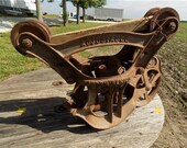 Adjustable Senior Louden Cast Iron Antique Pulley Barn Hay Trolley Carrier c, Cast Iron Hay Trolley, Carrier Unloader, Farmhouse Decor