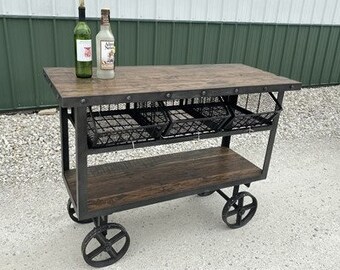 Modern Industrial, Kitchen Island, Kitchen Storage Cabinet, Harvest Table, A7, Work Shop Table, Arts & Craft Cart Multi Purpose