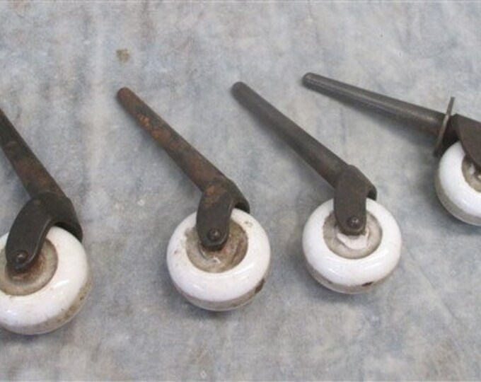 4 Porcelain Caster Wheels Antique Furniture Roller Dresser Etsy