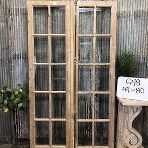 Antique French Double Doors (44.5x80) 10 Pane Glass Doors, European Doors G48