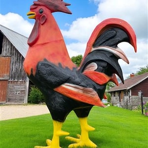 8&#39; Aluminum Rooster Statue, Decorative Rooster, Metal Outdoor Farm Garden Art, Landscaping, Yard Art, Collectibles