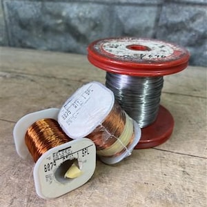 Parti med 3 spolar vintagetråd, nikromlegering och Belden 8079 magnettråd 26 AWG