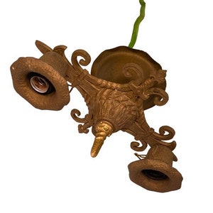 2 Lamp Elegant Art Deco Light Fixture, Vintage Ceiling Mount Metal Lighting A