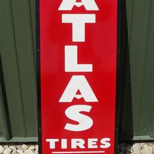 Atlas Tires Repairs Sign, Atlas Porcelain Metal Advertising, Standard Oil Sign A Atlas Tires Advertising Sign, Metal Porcelain, Gas Station