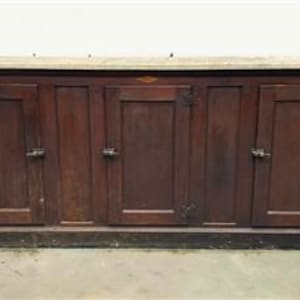 10' Back Bar Cabinet, Marble Top, Vintage Store Counter Table, Kitchen Island
