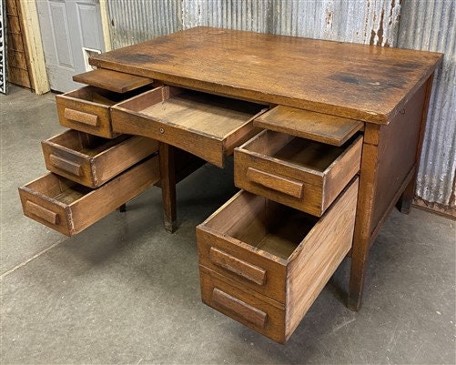 Old wooden desk with on sale drawers