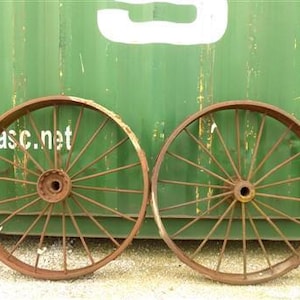 2 Cast Iron Implement Wheels, Wagon Wheel, Tractor Steel Rims, Industrial Age D, Wagon Wheels, Spoke Wheels, Farm Tractor Wheels, Wheel Rims