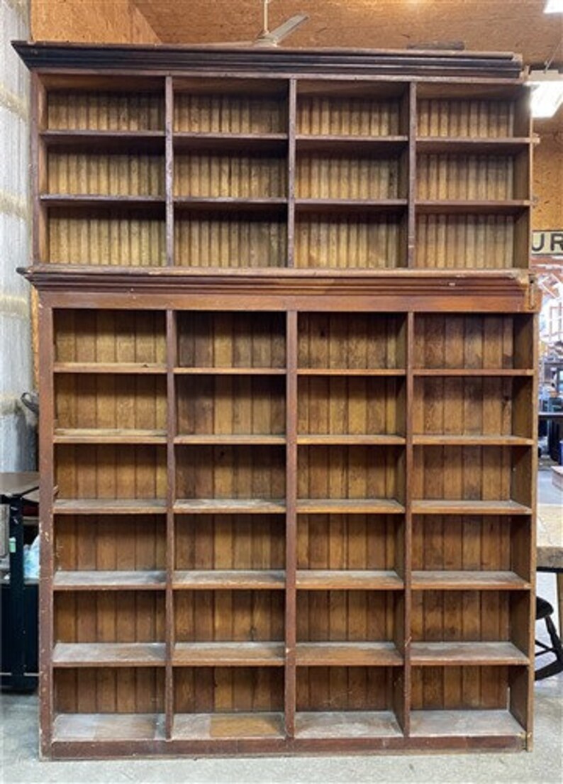 Vintage Bookshelf, Antique Furniture, Library Bookcase, Storage Organizer, C, Organizer Cabinet, Store Display Cabinet, Divided 