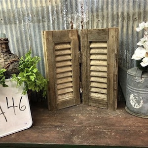 Small Antique Farmhouse Shutter, Natural Wood Shutter Architectural Salvage A46, Shutter Wall Decor, Farmhouse Decor, Vintage Wood Shutter