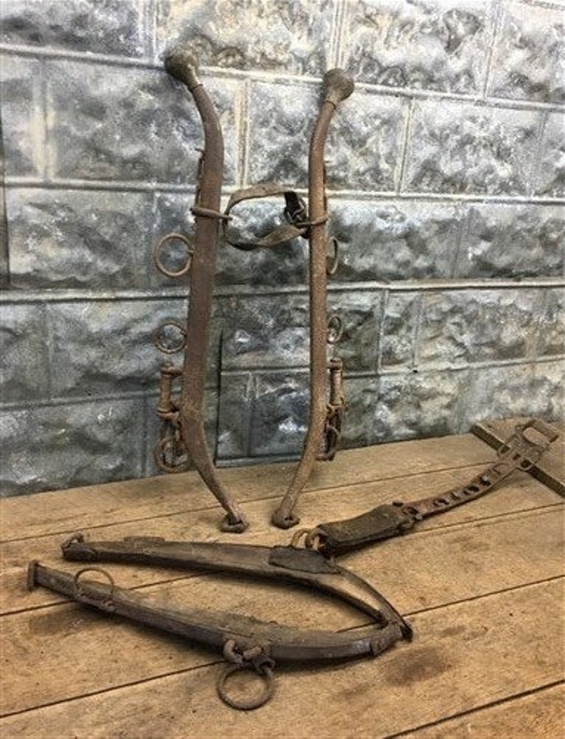 4 Horse Collar Harness Hames Brass Leather Bridle Tack Etsy