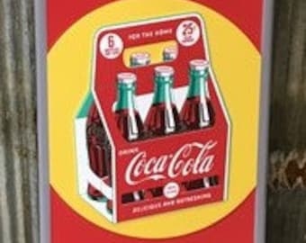 Drink Coca Cola Sign, Take Home Carton, Metal Advertising Sign, Coca Cola DecorMetal Cocoa Cola Sign, Retro Diner Decor, Metal Art Sign